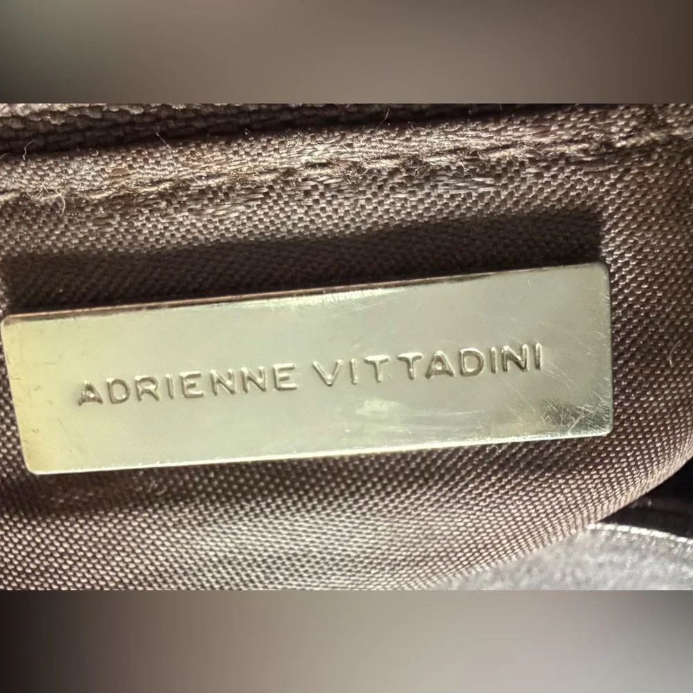 Rare Vintage Adrienne Vittadini Shoulder Bag in Dark Brown Textured Leather